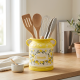 Lemon Pattern Porcelain Utensil Holder Small